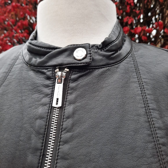 Kenneth Cole Faux Leather Moto Jacket Stretch Green NEW - Picture 6 of 12